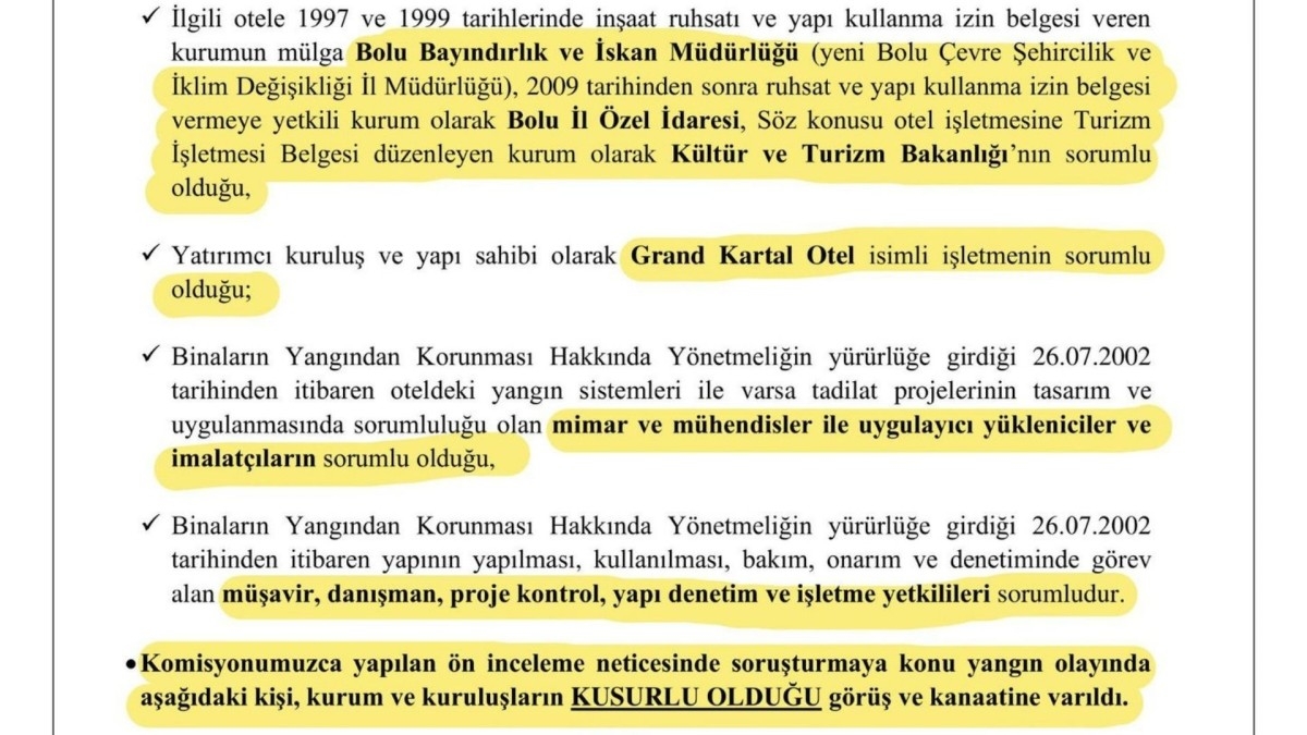 CHP Lideri Özgür Özel, Bolu Grand Kartal Otel yangınına ilişkin bilirkişi ön raporunu paylaştı