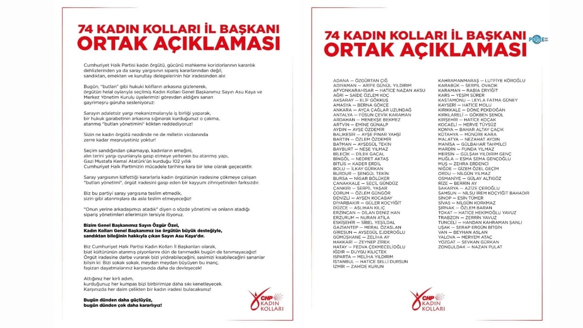 74 CHP İl Kadın Kolları Başkanı: ‘Genel Başkanımız Özgür Özel, Kadın Kolları Genel Başkanımız Asu Kaya’dır’