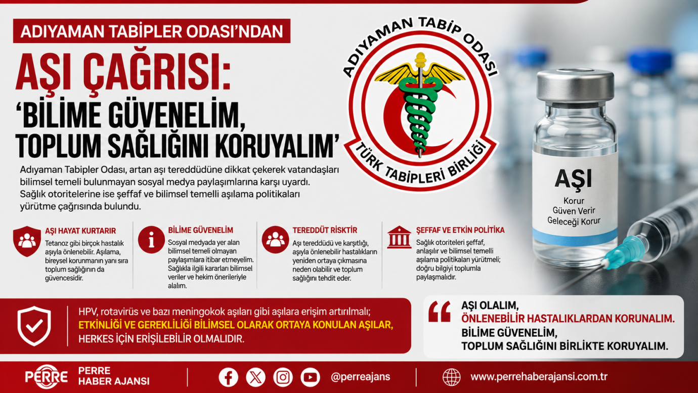 Adıyaman Tabipler Odası'ndan aşı tereddüdü uyarısı: ‘Bilimsel verilere güvenin’